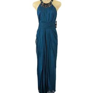 Badgley Mischka Sz 6 NWT Elegant Silk Twist Front Gown Formal Dress $750